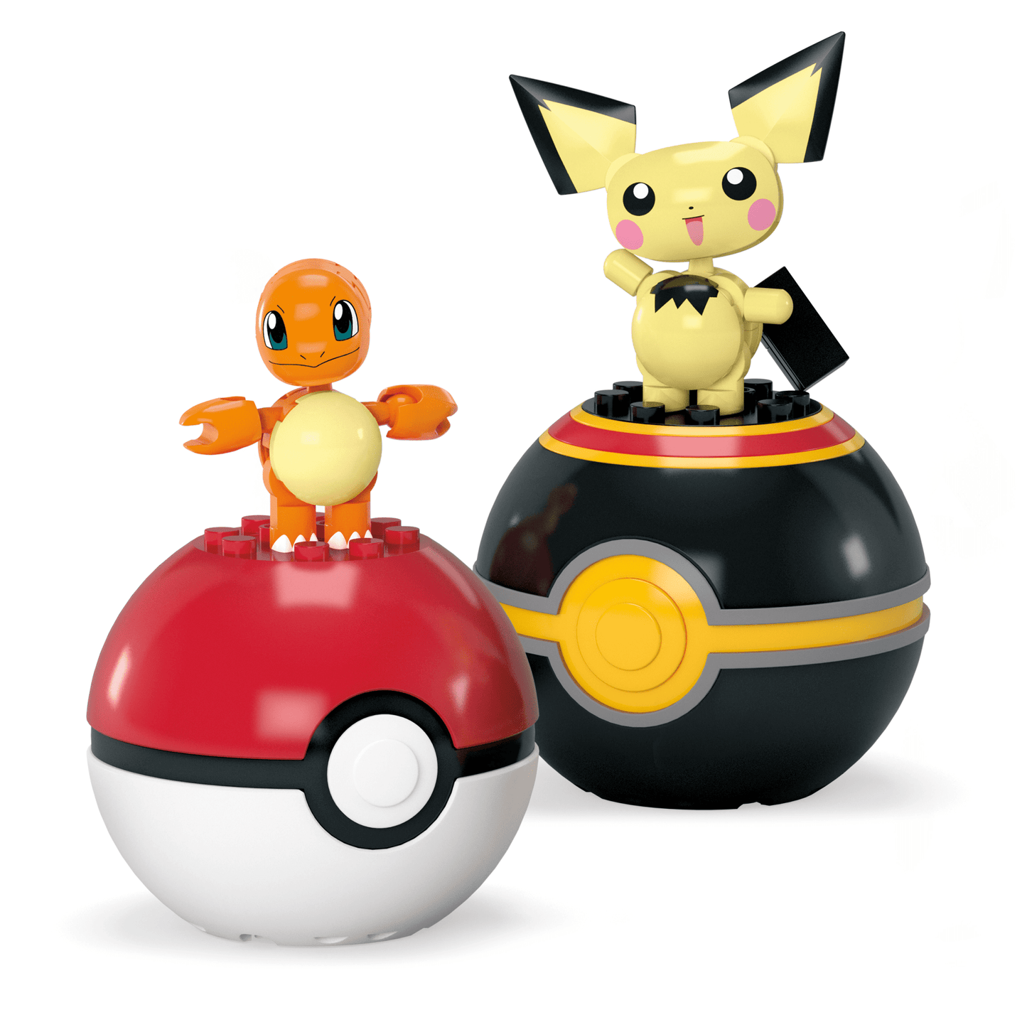 MEGA Pok¨¦mon Pok¨¦ Ball 2-Pack Building Toy Kits With 2 Action Figures (40 Pieces) For Kids