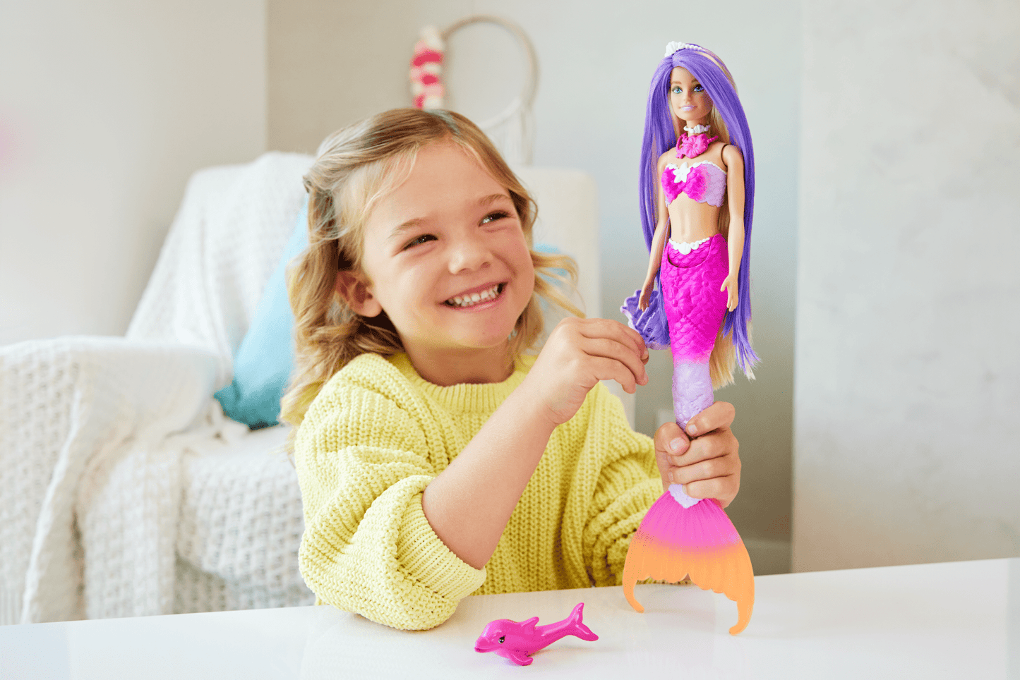 Barbie ¡°Malibu¡± Mermaid Doll With Color Change Feature, Pet Dolphin And Accessories