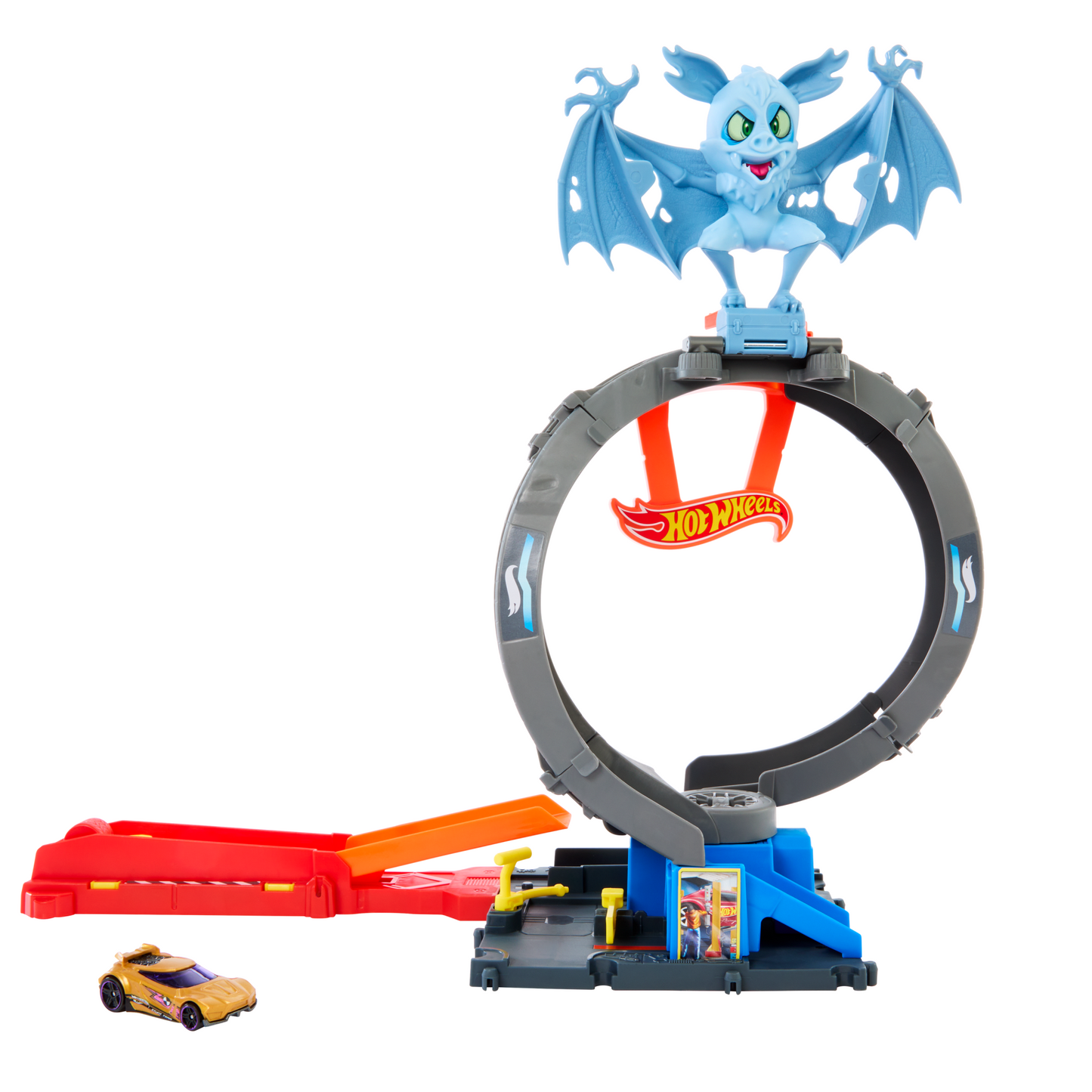 Hot Wheels City Bat Loop Attack Playset & 1:64 Scale Toy Car, Featured in The Series ¡°Let's Race¡±