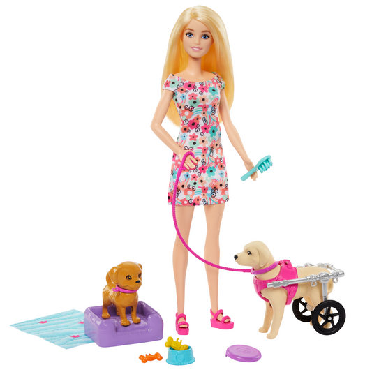 Barbie  Poup¨¦e, Chiot et Chien Dans Un Fauteuil Roulant, Accessoire
