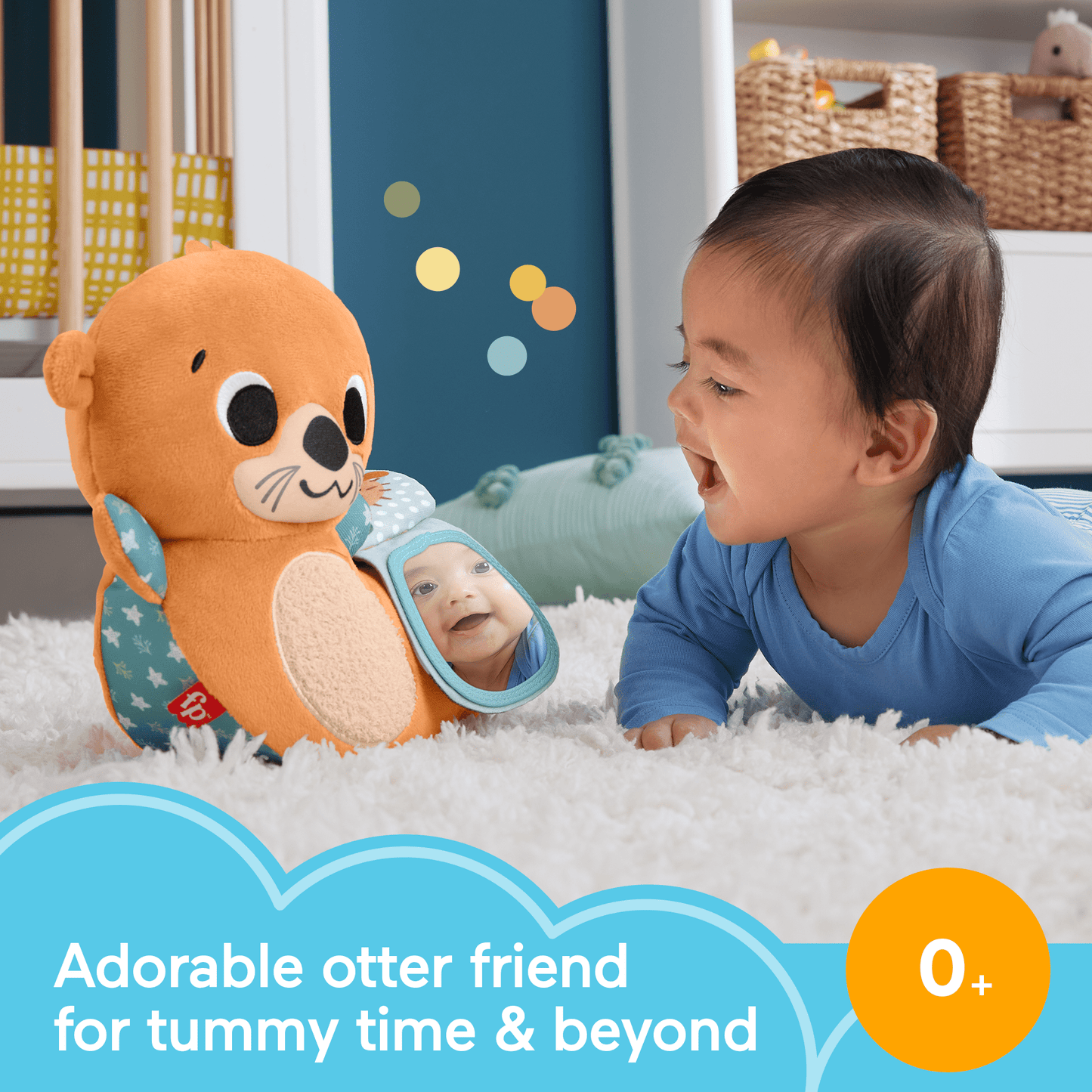 Fisher-Price 2-In-1 Rockin¡¯ Tummy Time Otter Plush Toy With Soft Book For Newborn Sensory Play