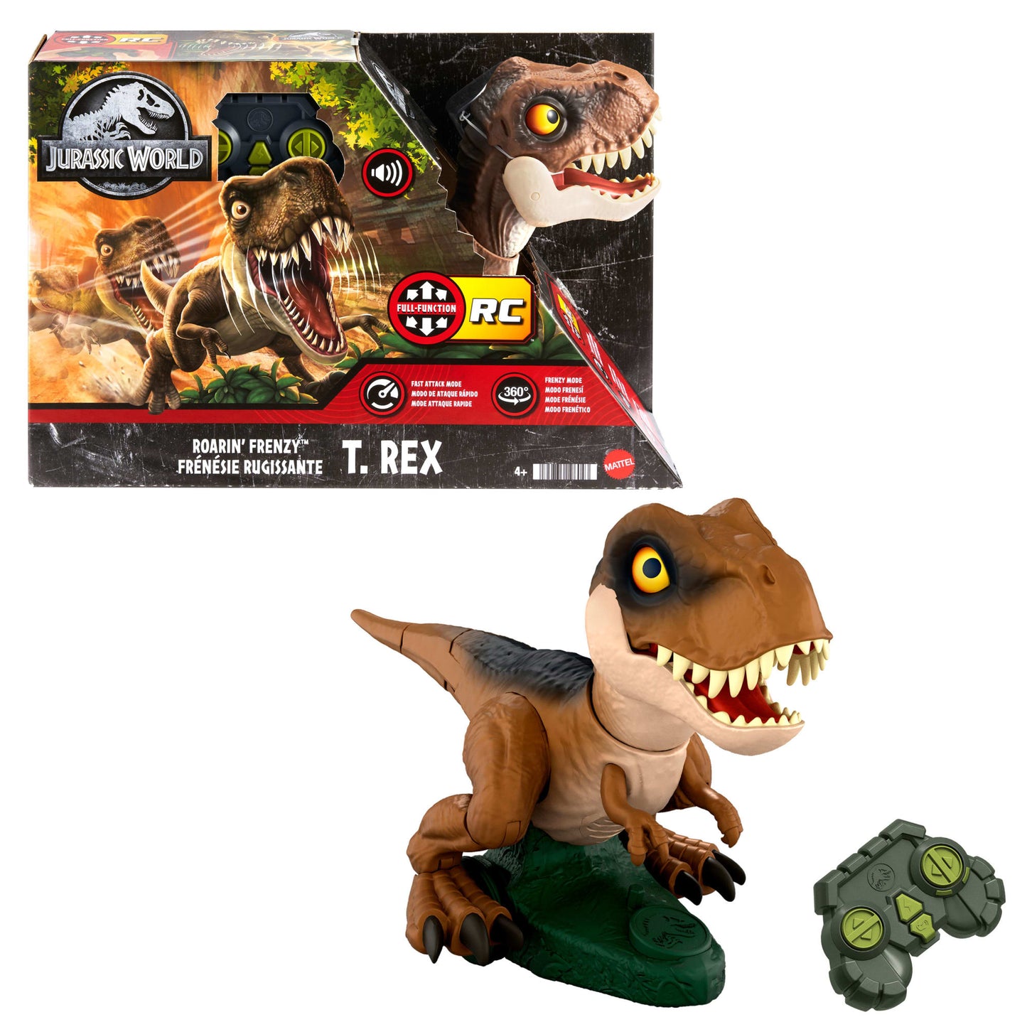 Jurassic World Roarin¡¯ Frenzy T Rex RC Toy, Motorized Remote Control Tyrannosaurus Rex Dinosaur