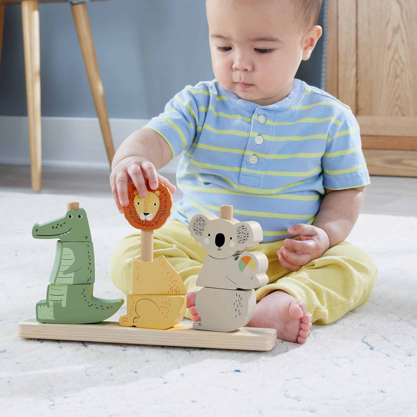 Fisher-Price Animaux en Bois ¨¤ Empiler et Trier, 10 ¨¦l¨¦ments
