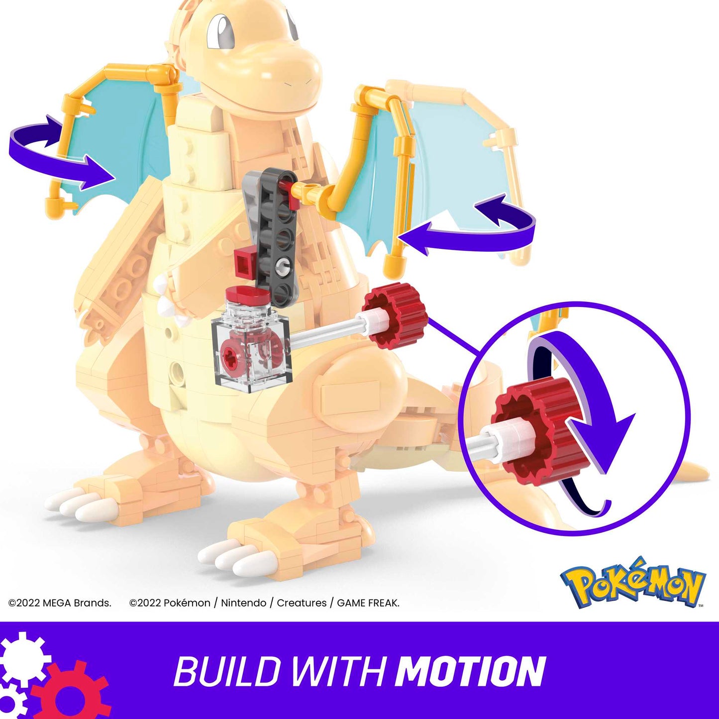 MEGA Pok¨¦mon Building Toy Kit Dragonite (387 Pieces) With Motion For Kids