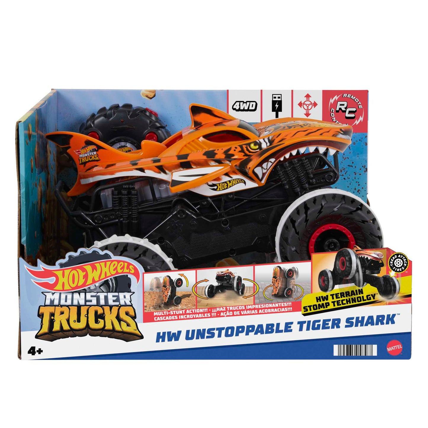 Hot Wheels Monster Trucks Veh¨ªculo a Control Remoto Tiger Shark Escala 1:15