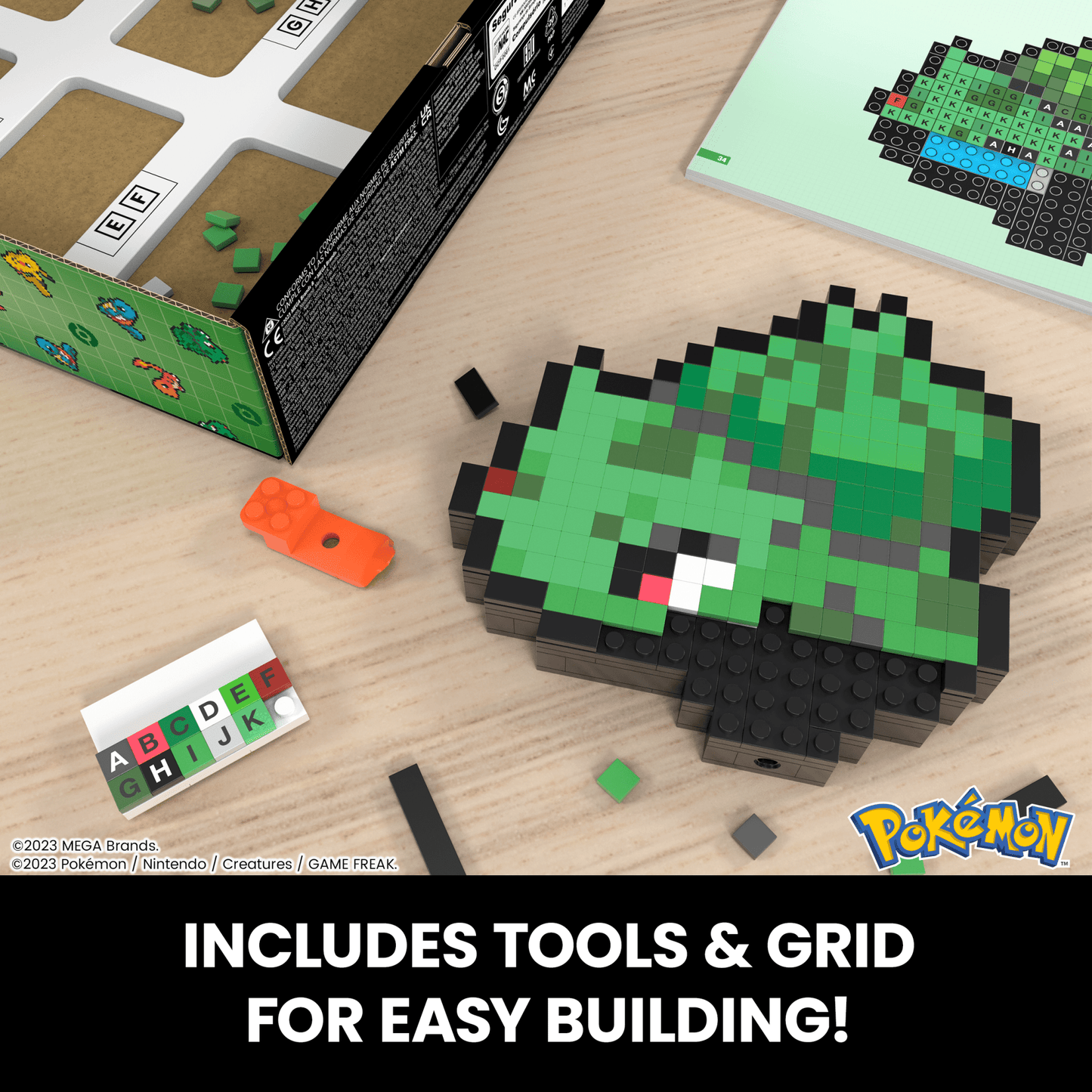MEGA Pok¨¦mon Bulbasaur Building Toy Kit (374 Pieces) Retro Set For Collectors